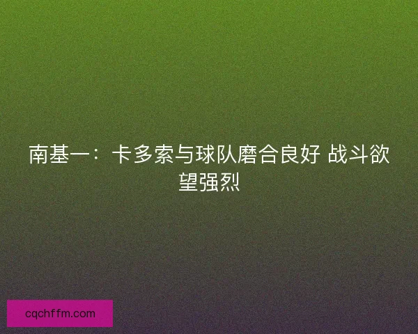 南基一：卡多索与球队磨合良好 战斗欲望强烈